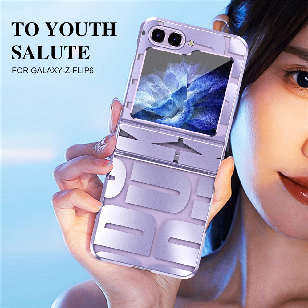 For Samsung Galaxy Z Flip7 FE 5G / Z Flip6 5G / Z Flip5 5G Case Hard PC Electroplating Phone Cover with Tempered Glass Film - Purple