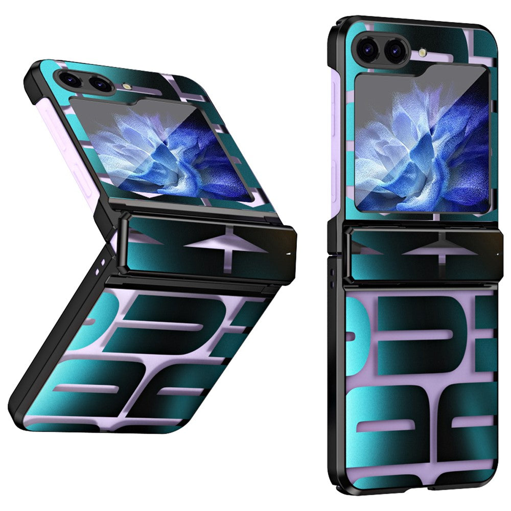 For Samsung Galaxy Z Flip7 FE 5G / Z Flip6 5G / Z Flip5 5G Case Hard PC Electroplating Phone Cover with Tempered Glass Film - Black