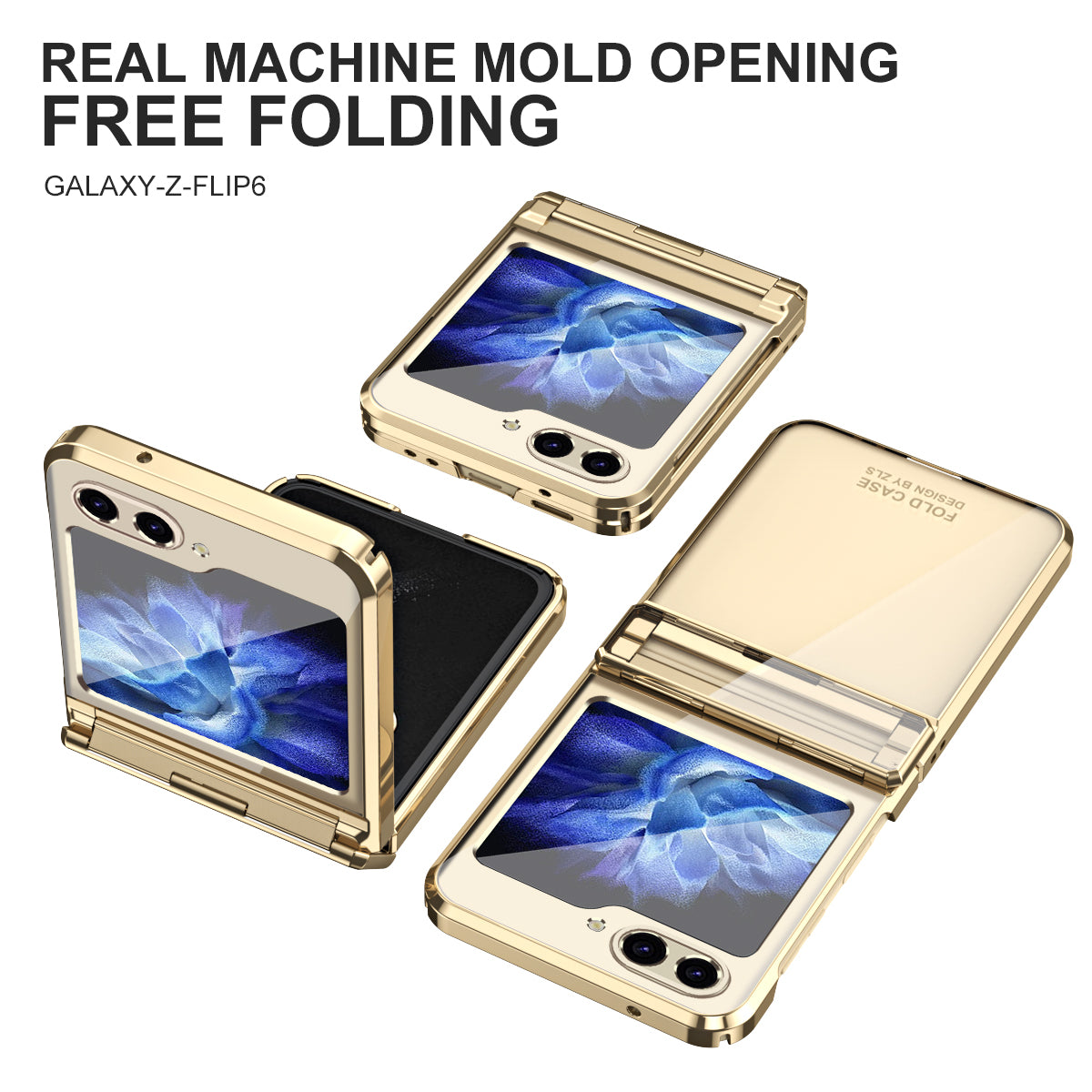 For Samsung Galaxy Z Flip6 5G Case Electroplating Hard PC Folding Phone Cover - Champagne Gold