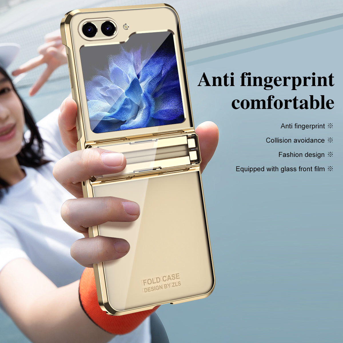 For Samsung Galaxy Z Flip6 5G Case Electroplating Hard PC Folding Phone Cover - Champagne Gold