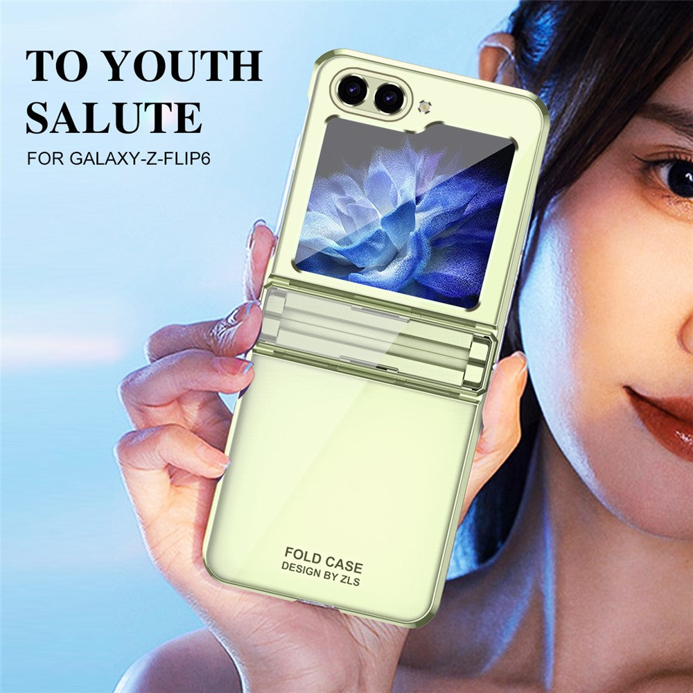 For Samsung Galaxy Z Flip7 FE 5G / Z Flip6 5G / Z Flip5 5G Case Electroplating Hard PC Folding Phone Cover - Mint Green