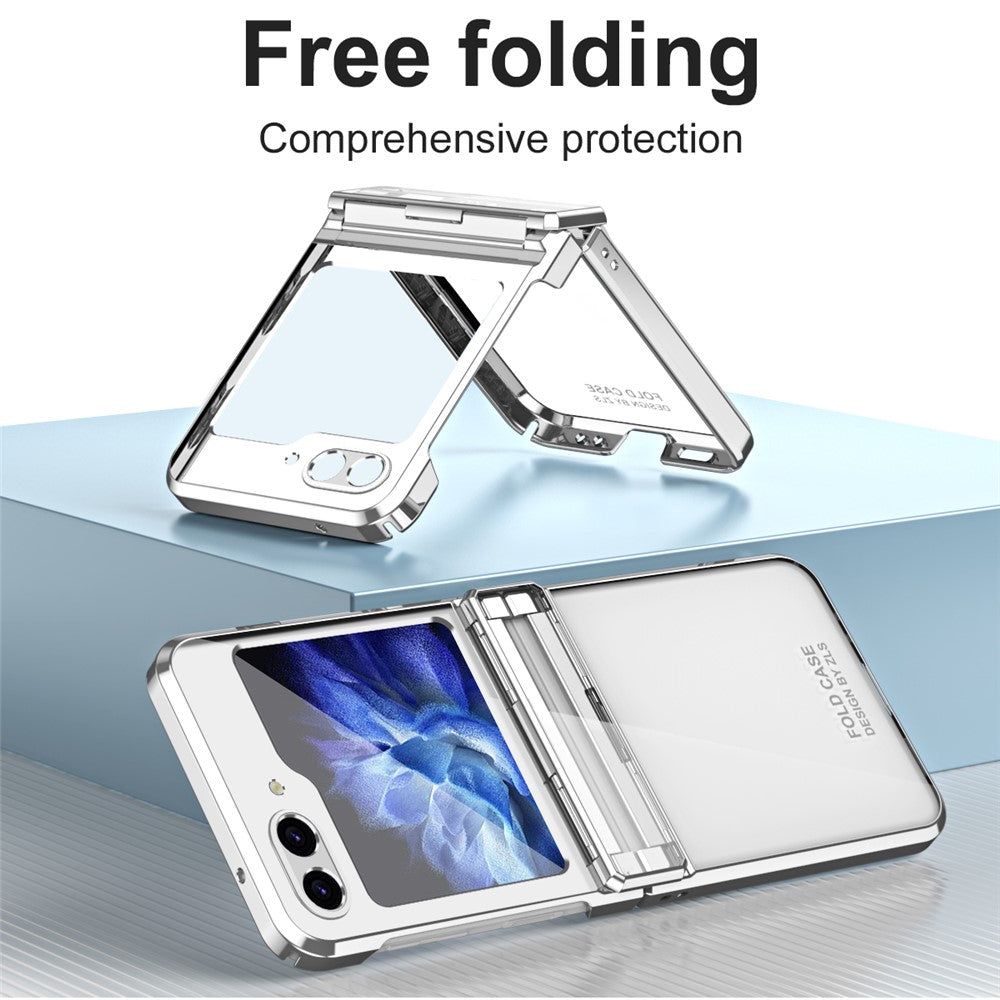 For Samsung Galaxy Z Flip7 FE 5G / Z Flip6 5G / Z Flip5 5G Case Electroplating Hard PC Folding Phone Cover - Silver