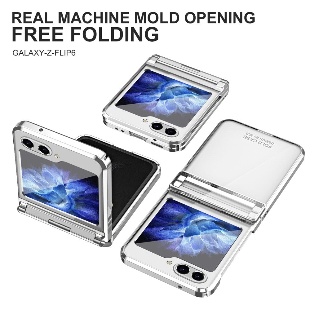 For Samsung Galaxy Z Flip7 FE 5G / Z Flip6 5G / Z Flip5 5G Case Electroplating Hard PC Folding Phone Cover - Silver