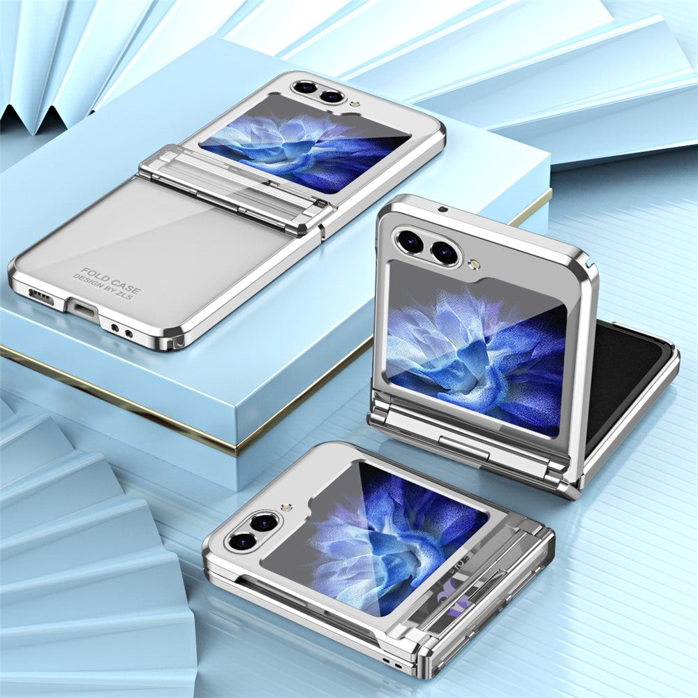 For Samsung Galaxy Z Flip7 FE 5G / Z Flip6 5G / Z Flip5 5G Case Electroplating Hard PC Folding Phone Cover - Silver