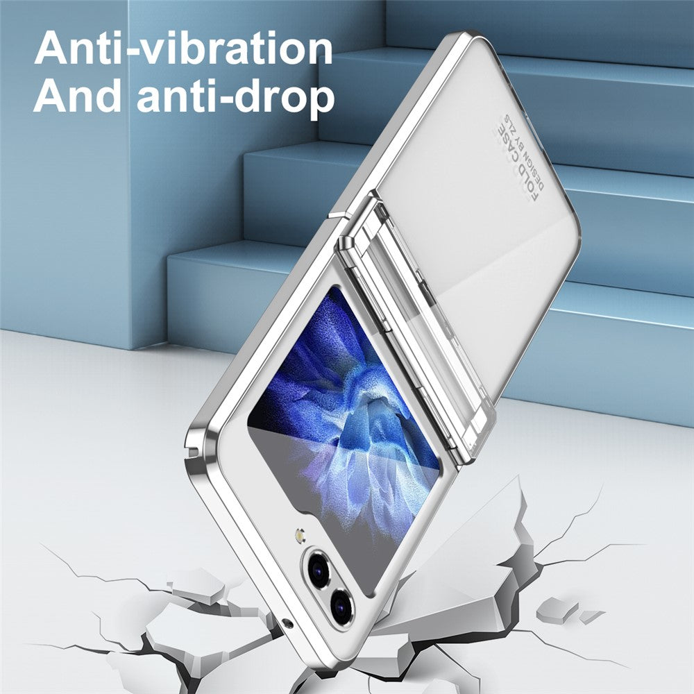 For Samsung Galaxy Z Flip7 FE 5G / Z Flip6 5G / Z Flip5 5G Case Electroplating Hard PC Folding Phone Cover - Silver