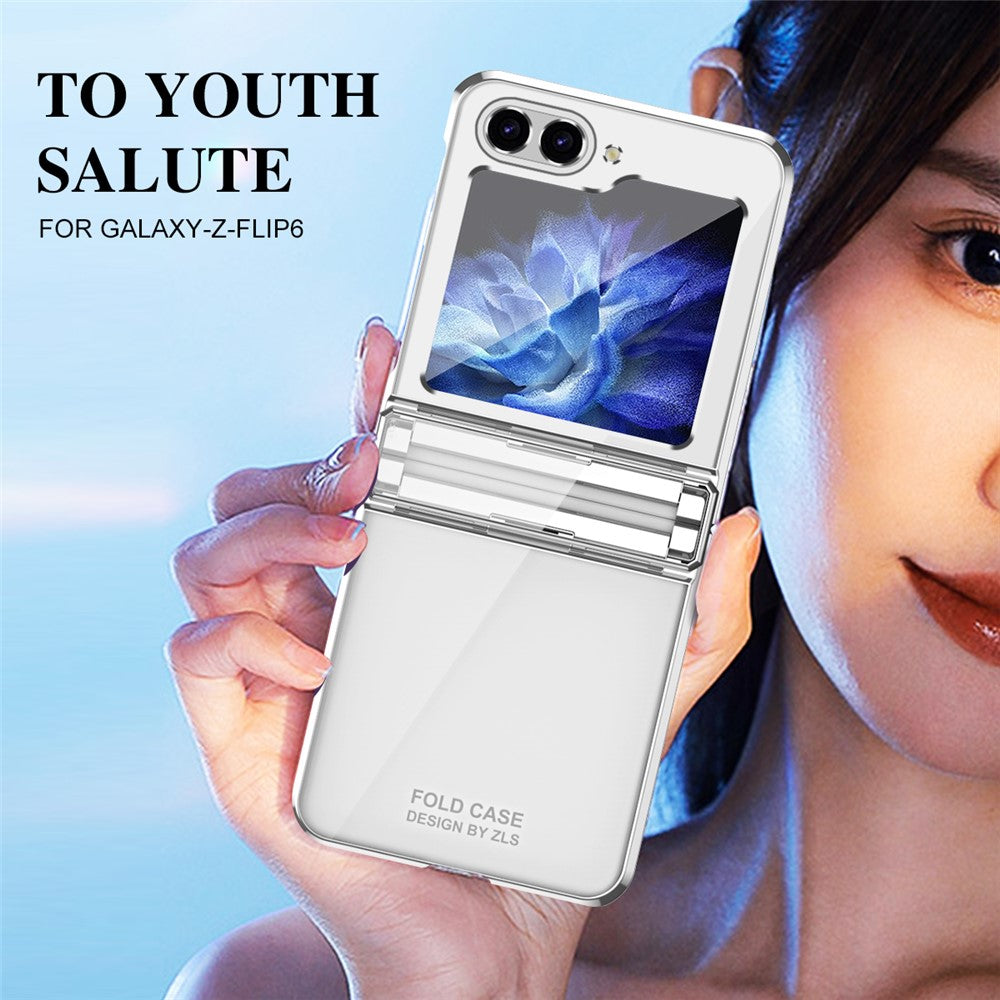 For Samsung Galaxy Z Flip7 FE 5G / Z Flip6 5G / Z Flip5 5G Case Electroplating Hard PC Folding Phone Cover - Silver