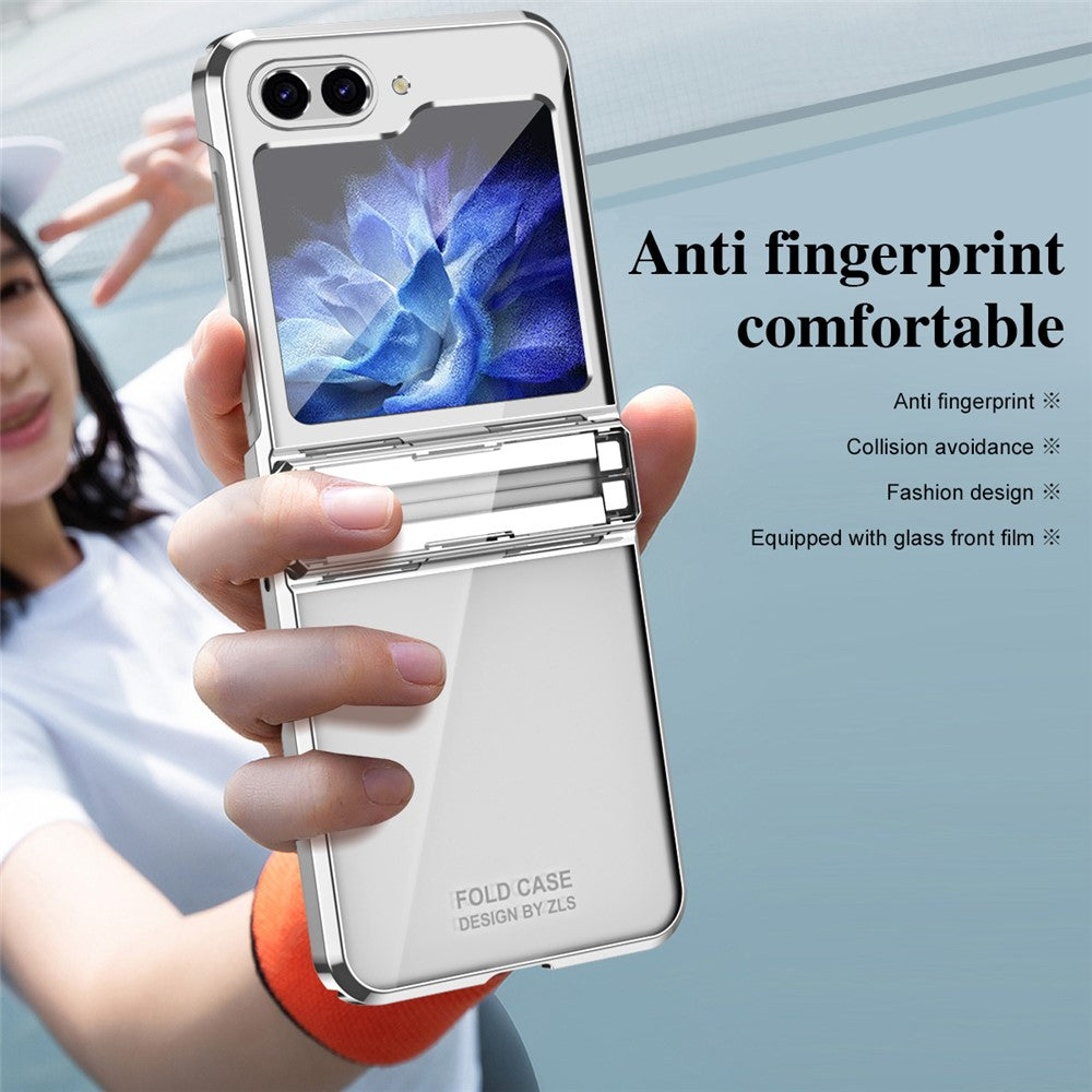 For Samsung Galaxy Z Flip7 FE 5G / Z Flip6 5G / Z Flip5 5G Case Electroplating Hard PC Folding Phone Cover - Silver