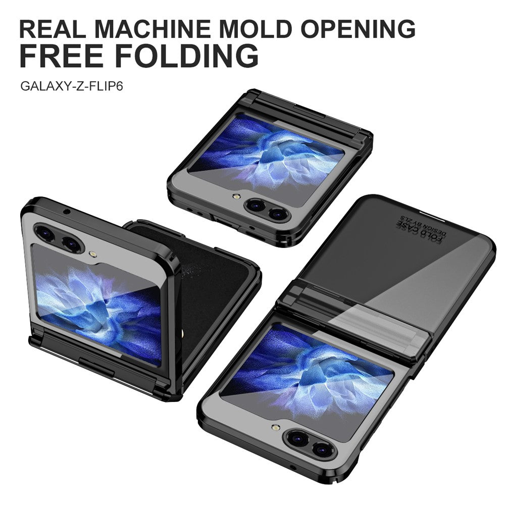 For Samsung Galaxy Z Flip7 FE 5G / Z Flip6 5G / Z Flip5 5G Case Electroplating Hard PC Folding Phone Cover - Black