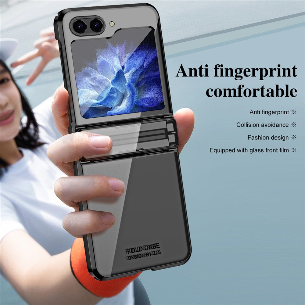 For Samsung Galaxy Z Flip7 FE 5G / Z Flip6 5G / Z Flip5 5G Case Electroplating Hard PC Folding Phone Cover - Black