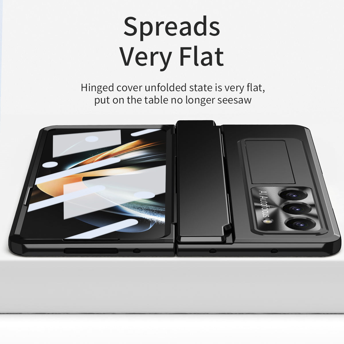 For Samsung Galaxy Z Fold6 5G Case Hinge Protection PC Phone Cover with Kickstand - Black