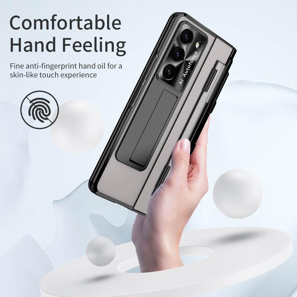 For Samsung Galaxy Z Fold6 5G Case Kickstand Hard PC Phone Cover - Black
