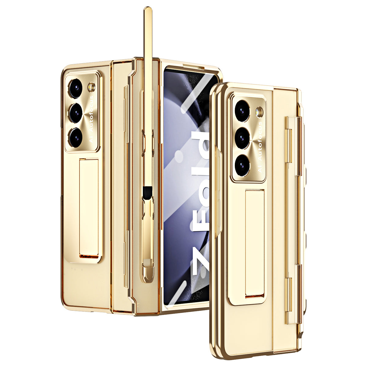 For Samsung Galaxy Z Fold6 5G Case Kickstand Hard PC Phone Cover - Gold