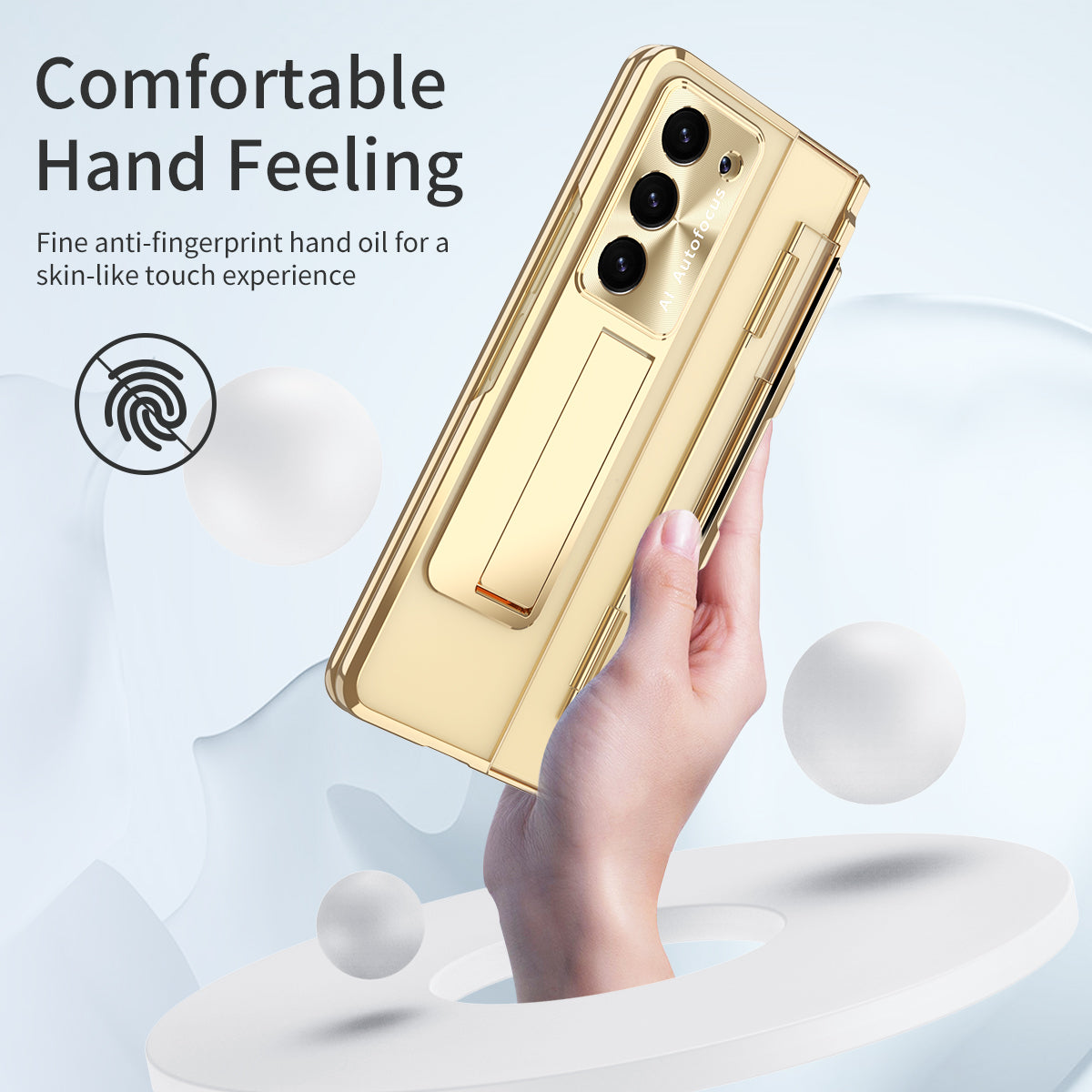 For Samsung Galaxy Z Fold6 5G Case Kickstand Hard PC Phone Cover - Gold