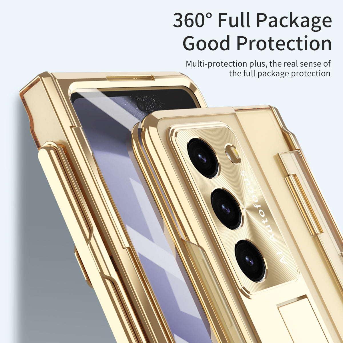 For Samsung Galaxy Z Fold6 5G Case Kickstand Hard PC Phone Cover - Gold