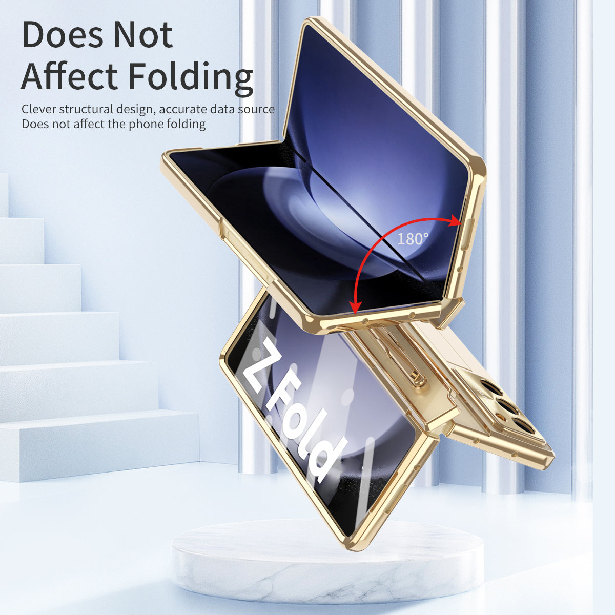 For Samsung Galaxy Z Fold6 5G Case Kickstand Hard PC Phone Cover - Gold