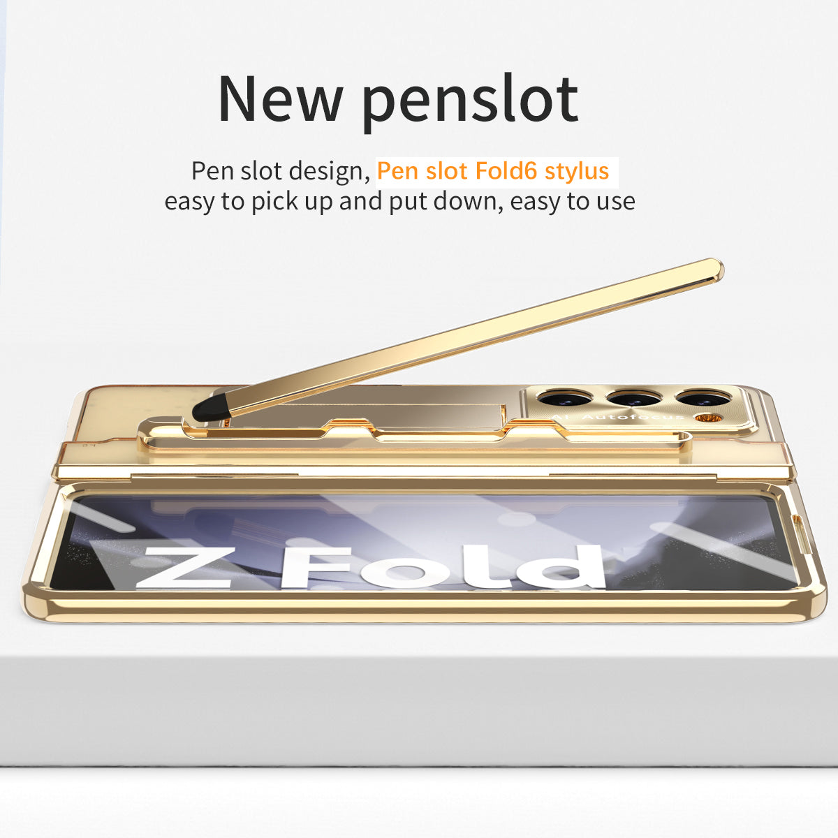 For Samsung Galaxy Z Fold6 5G Case Kickstand Hard PC Phone Cover - Gold