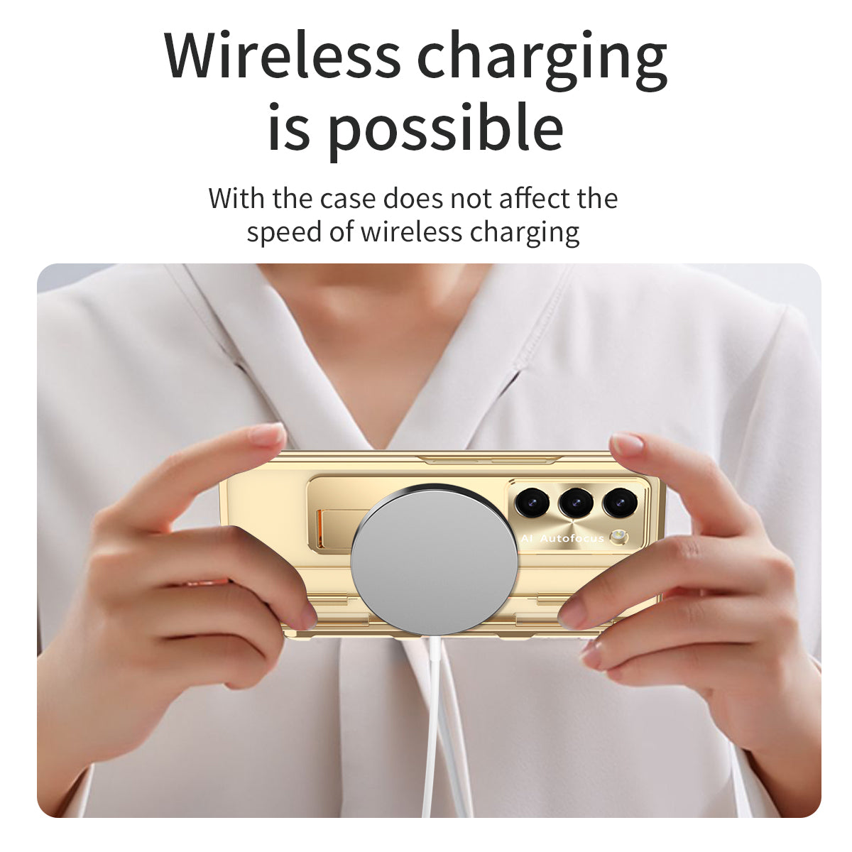 For Samsung Galaxy Z Fold6 5G Case Kickstand Hard PC Phone Cover - Gold