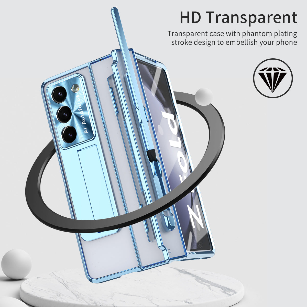For Samsung Galaxy Z Fold6 5G Case Kickstand Hard PC Phone Cover - Blue