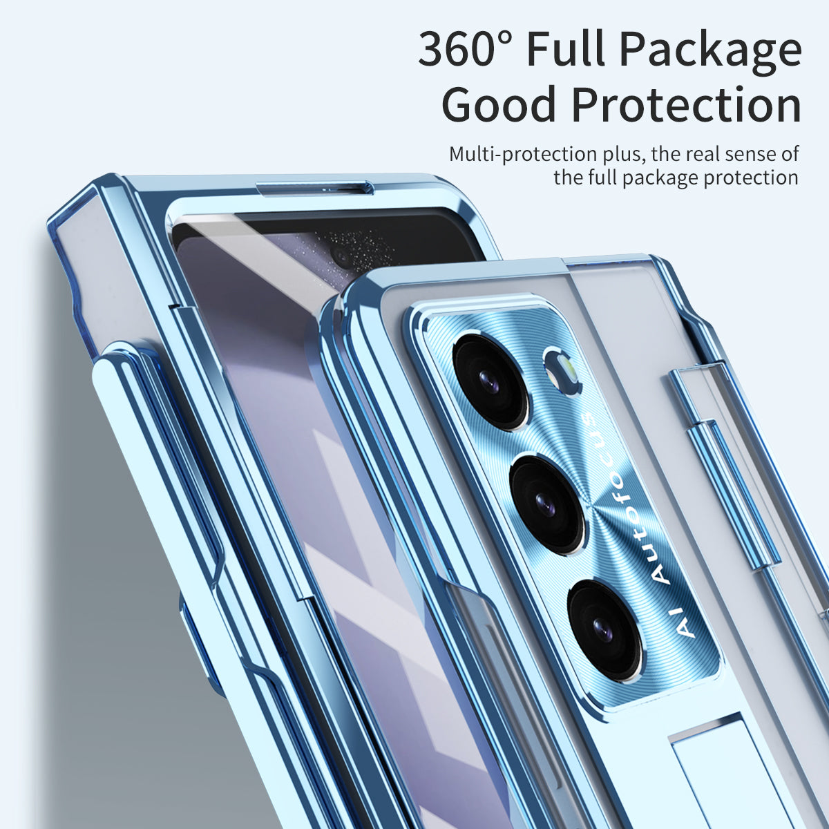 For Samsung Galaxy Z Fold6 5G Case Kickstand Hard PC Phone Cover - Blue