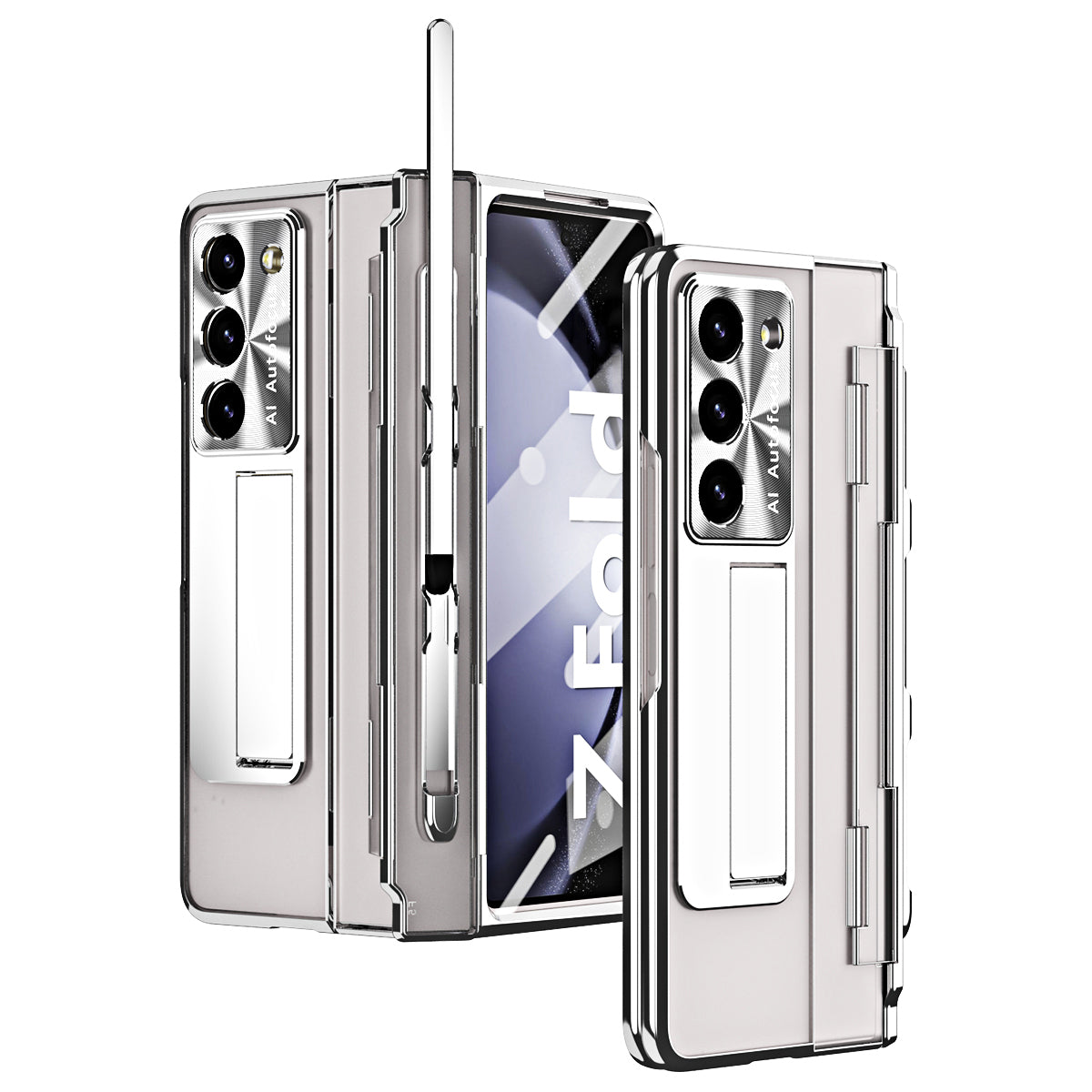For Samsung Galaxy Z Fold6 5G Case Kickstand Hard PC Phone Cover - Silver