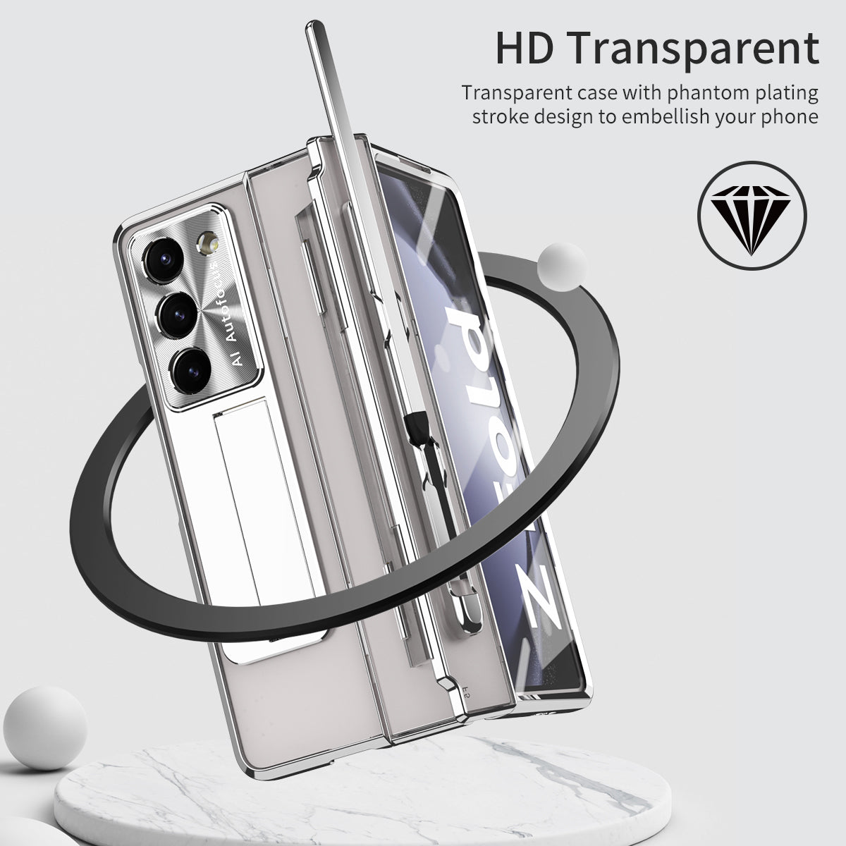 For Samsung Galaxy Z Fold6 5G Case Kickstand Hard PC Phone Cover - Silver