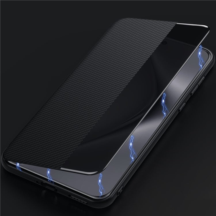 SULADA For Huawei Pura 70 Ultra Case Carbon Fiber Texture Leather Phone Cover Auto Sleep / Wake Up - Blue