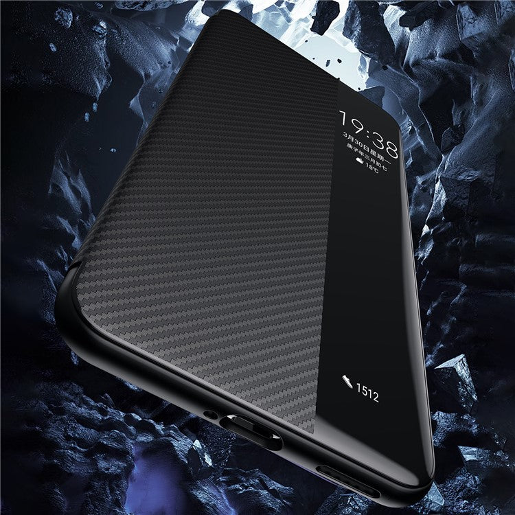 SULADA For Huawei Pura 70 Ultra Case Carbon Fiber Texture Leather Phone Cover Auto Sleep / Wake Up - Blue