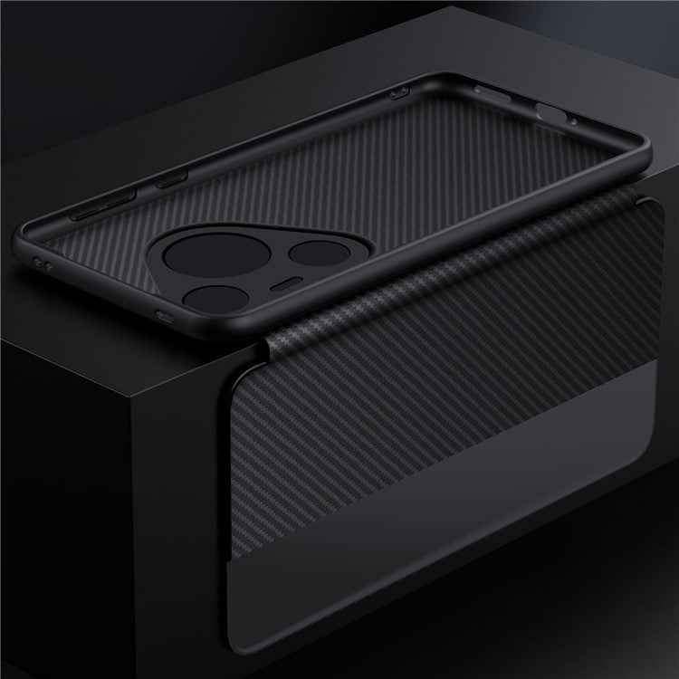 SULADA For Huawei Pura 70 Case View Window Leather Phone Cover with Auto Wake / Sleep - Black
