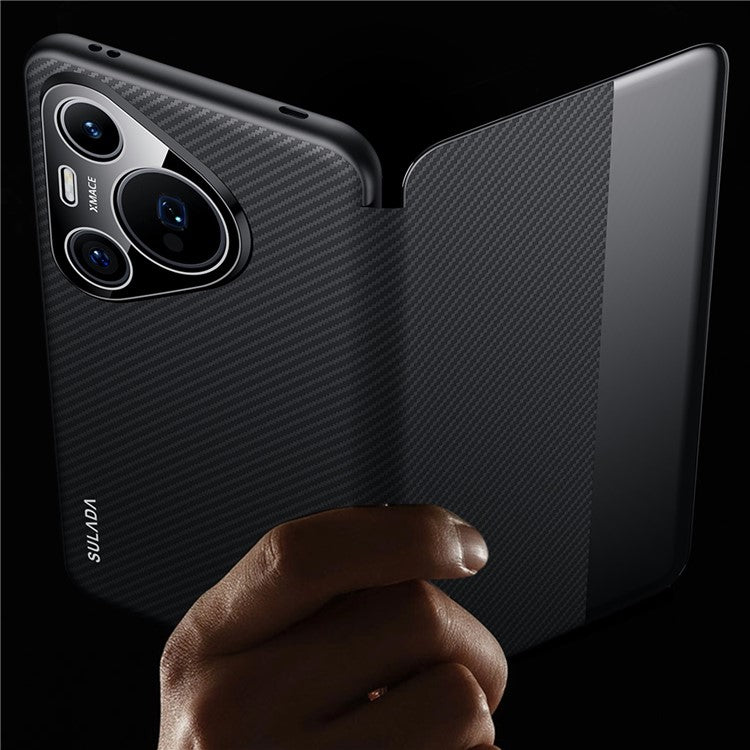 SULADA For Huawei Pura 70 Case View Window Leather Phone Cover with Auto Wake / Sleep - Brown