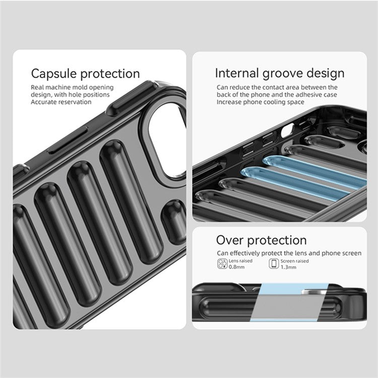 Capsule Series for iPhone SE (2024) Case Soft TPU Ribbed Anti-Drop Phone Cover - Black