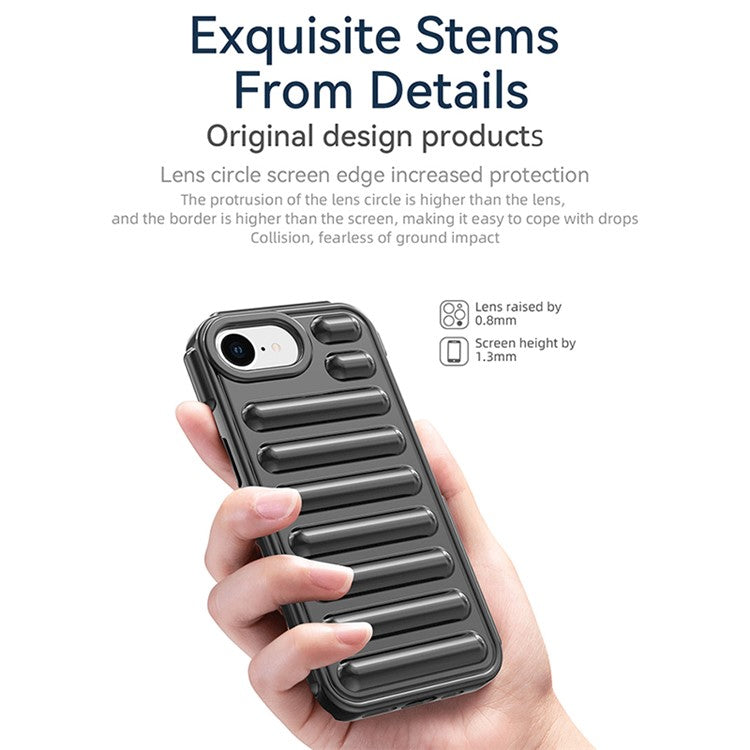 Capsule Series for iPhone SE (2024) Case Soft TPU Ribbed Anti-Drop Phone Cover - Transparent Grey