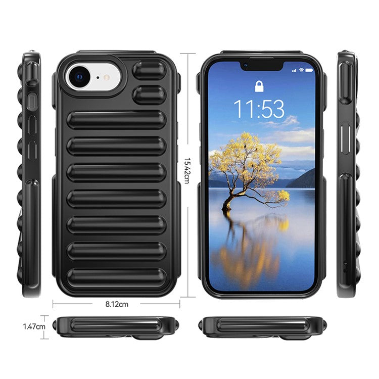 Capsule Series for iPhone SE (2024) Case Soft TPU Ribbed Anti-Drop Phone Cover - Transparent Grey