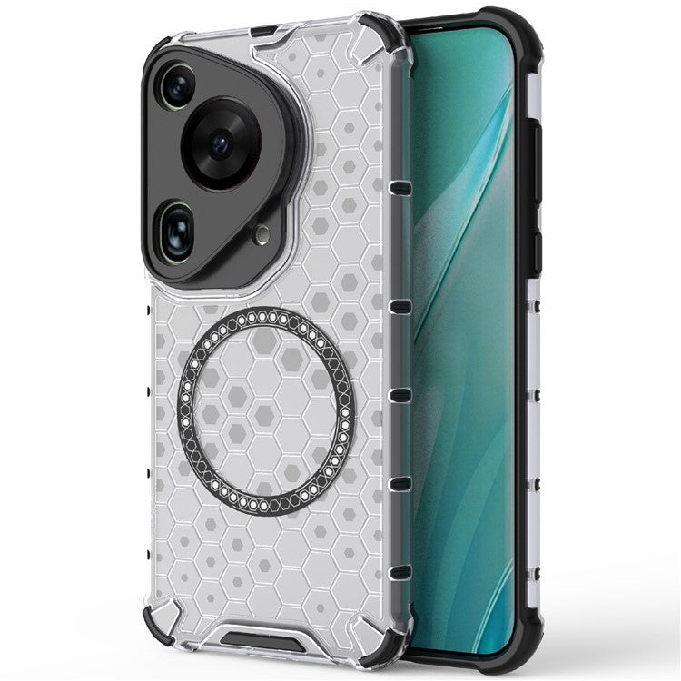 For Huawei Pura 70 Ultra Case Compatible with MagSafe Honeycomb TPU+PC Phone Cover - Transparent