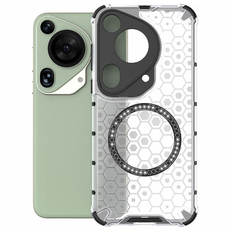 For Huawei Pura 70 Ultra Case Compatible with MagSafe Honeycomb TPU+PC Phone Cover - Transparent