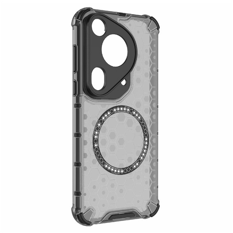 For Huawei Pura 70 Ultra Case Compatible with MagSafe Honeycomb TPU+PC Phone Cover - Grey