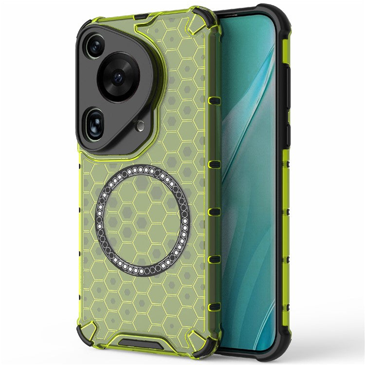For Huawei Pura 70 Ultra Case Compatible with MagSafe Honeycomb TPU+PC Phone Cover - Green