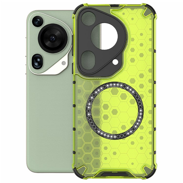 For Huawei Pura 70 Ultra Case Compatible with MagSafe Honeycomb TPU+PC Phone Cover - Green
