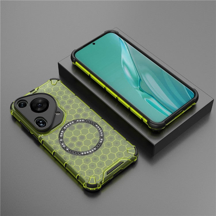For Huawei Pura 70 Ultra Case Compatible with MagSafe Honeycomb TPU+PC Phone Cover - Green