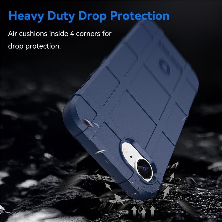 For iPhone 16e Case Square Grid Texture Anti-Fall TPU Phone Cover - Blue