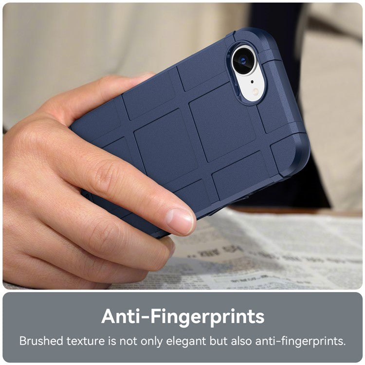 For iPhone 16e Case Square Grid Texture Anti-Fall TPU Phone Cover - Blue