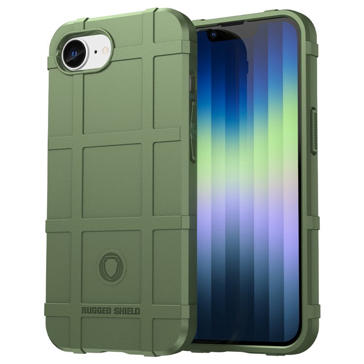 For iPhone SE (2024) Case Square Grid Texture Anti-Fall TPU Phone Cover - Green