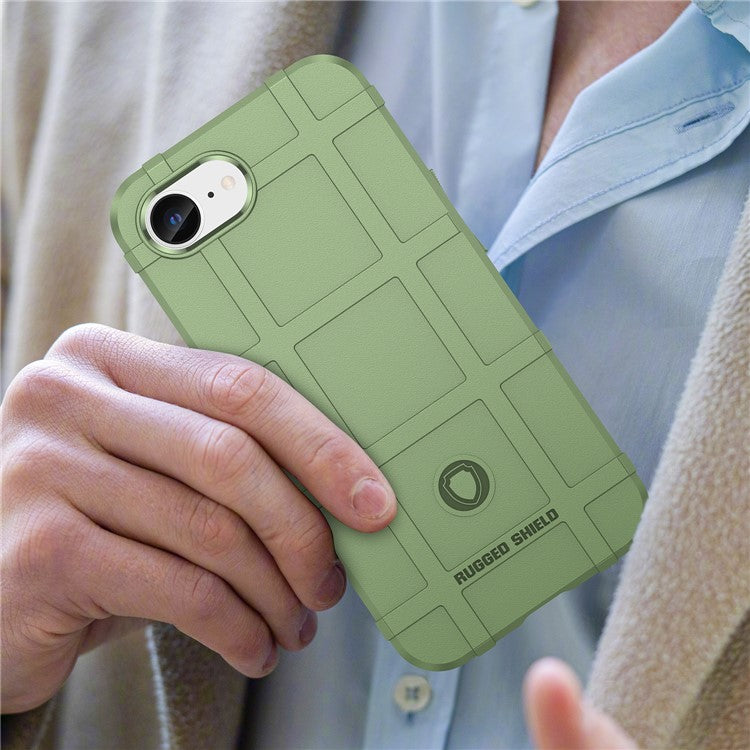 For iPhone SE (2024) Case Square Grid Texture Anti-Fall TPU Phone Cover - Green