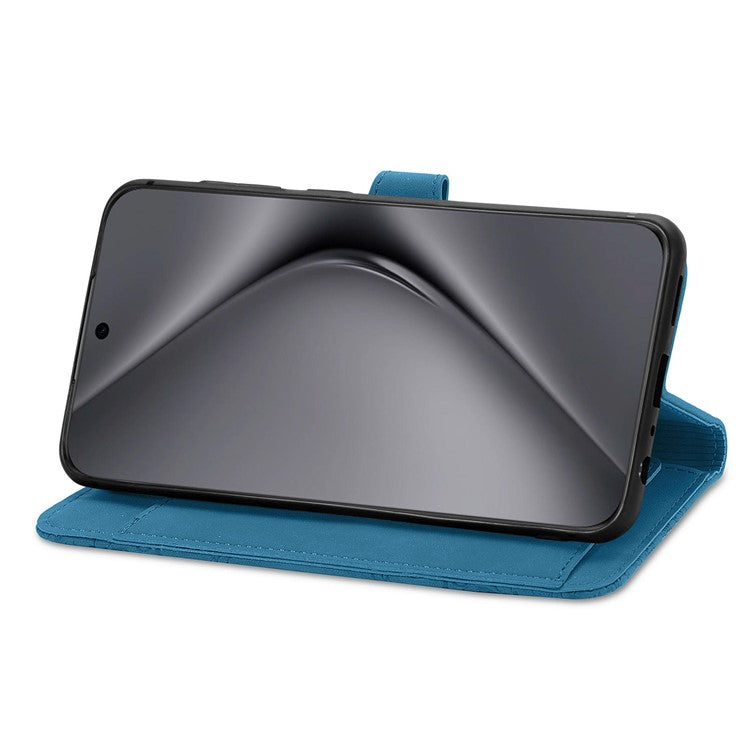 For Huawei Pura 70 Ultra Case Stand Zipper Wallet Flower Phone Leather Cover - Blue