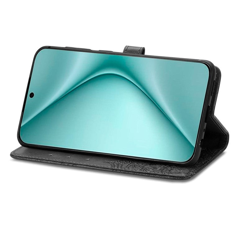 For Huawei Pura 70 Case Mandala Flower Stand Leather Wallet Phone Cover - Black