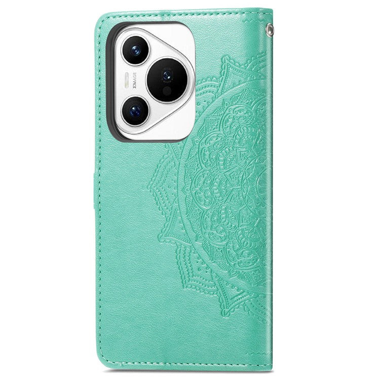 For Huawei Pura 70 Case Mandala Flower Stand Leather Wallet Phone Cover - Green