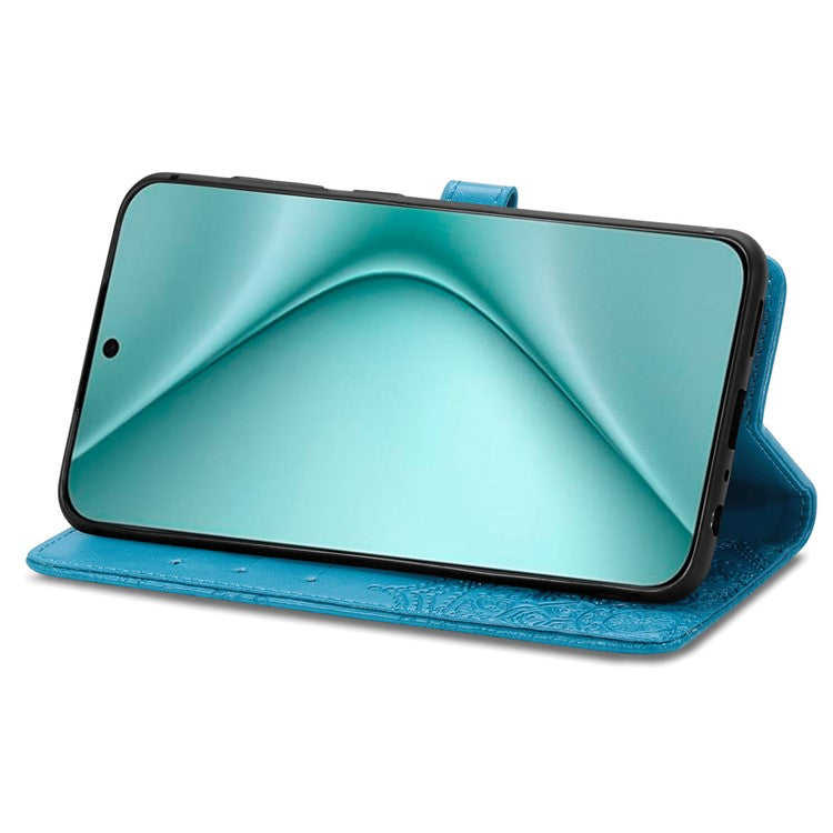 For Huawei Pura 70 Case Mandala Flower Stand Leather Wallet Phone Cover - Blue