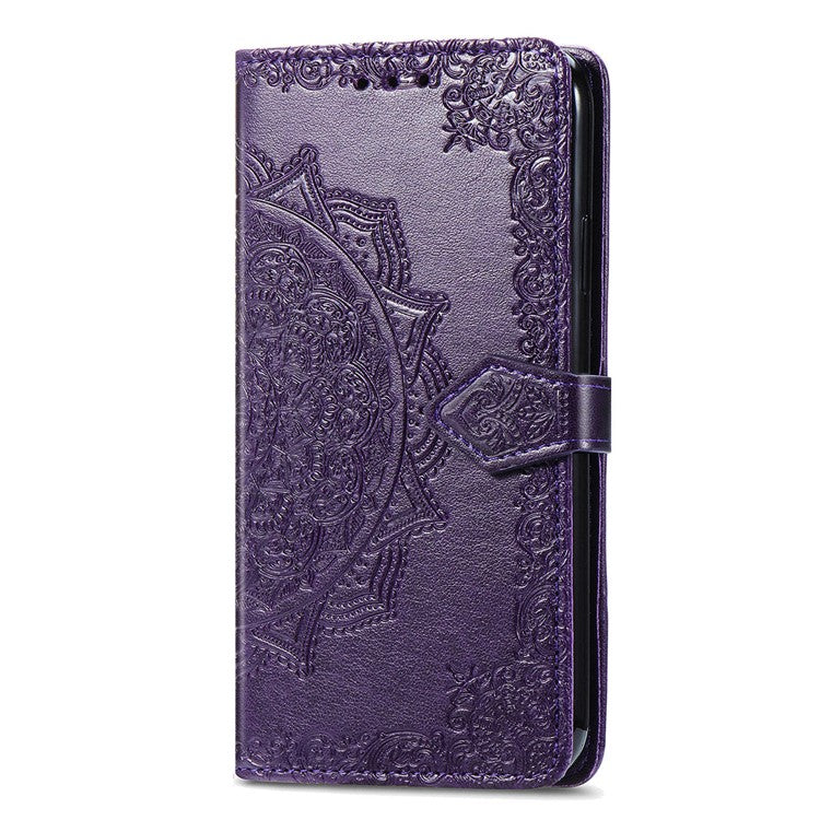 For Huawei Pura 70 Ultra Case PU Leather Mandala Flower Phone Cover with Strap - Purple