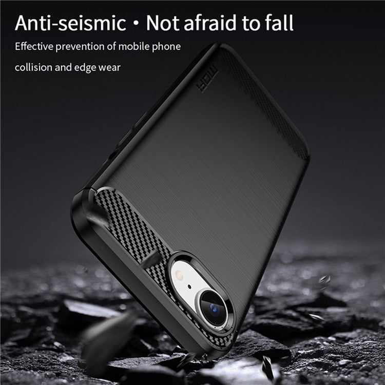 MOFI JK TPU Series-1 For iPhone 16e Case Carbon Fiber Design Flexible TPU Phone Cover - Red