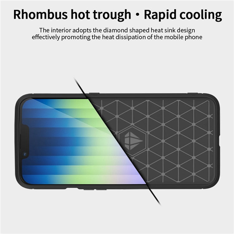 MOFI JK TPU Series-1 For iPhone 16e Case Carbon Fiber Design Flexible TPU Phone Cover - Red