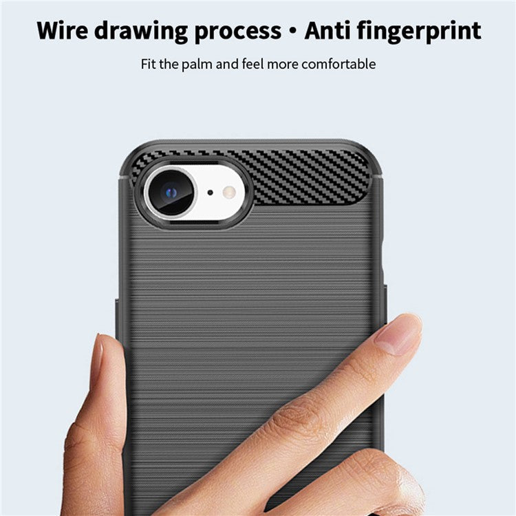 MOFI JK TPU Series-1 For iPhone 16e Case Carbon Fiber Design Flexible TPU Phone Cover - Red